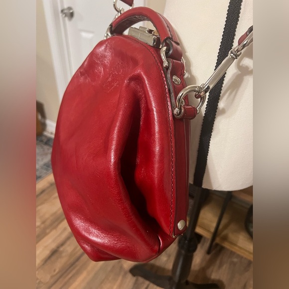 Cécile & Jeanne Paris Red Leather Vintage Doctor Bag Top Handle Crossbody Chic - Picture 8 of 13